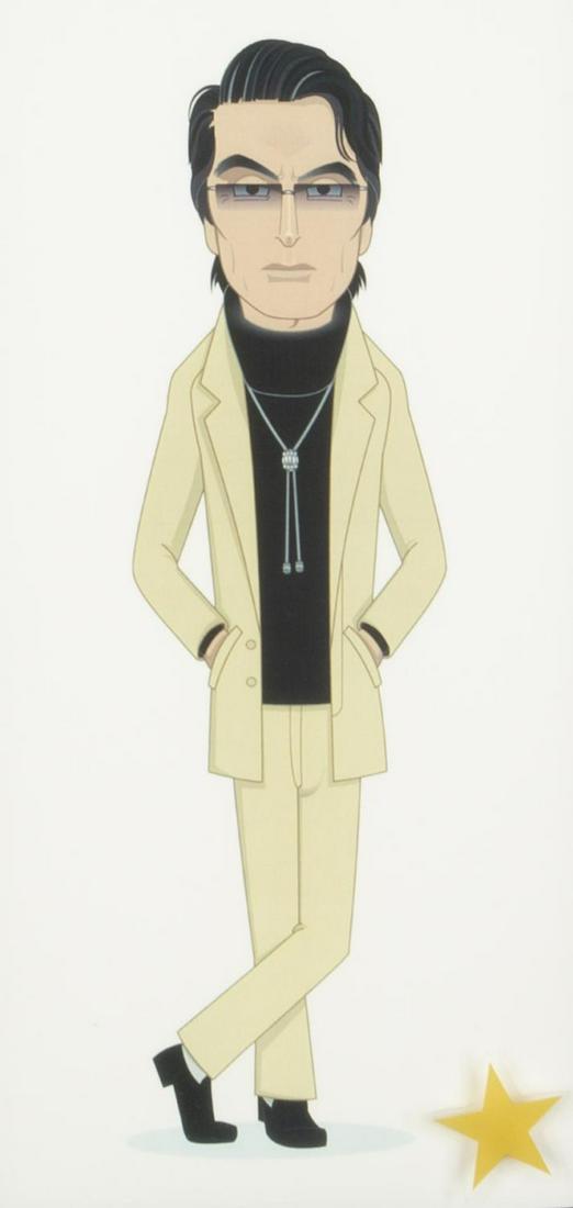 ROBERT EVANS KID NOTORIOUS ANIMATED CEL: A portrait of Robert Evans as Kid Notorious, from the animated series Kid Notorious (Comedy Central, 2003). This item can be seen on the master bedroom nightstand table in vintage photographs from the