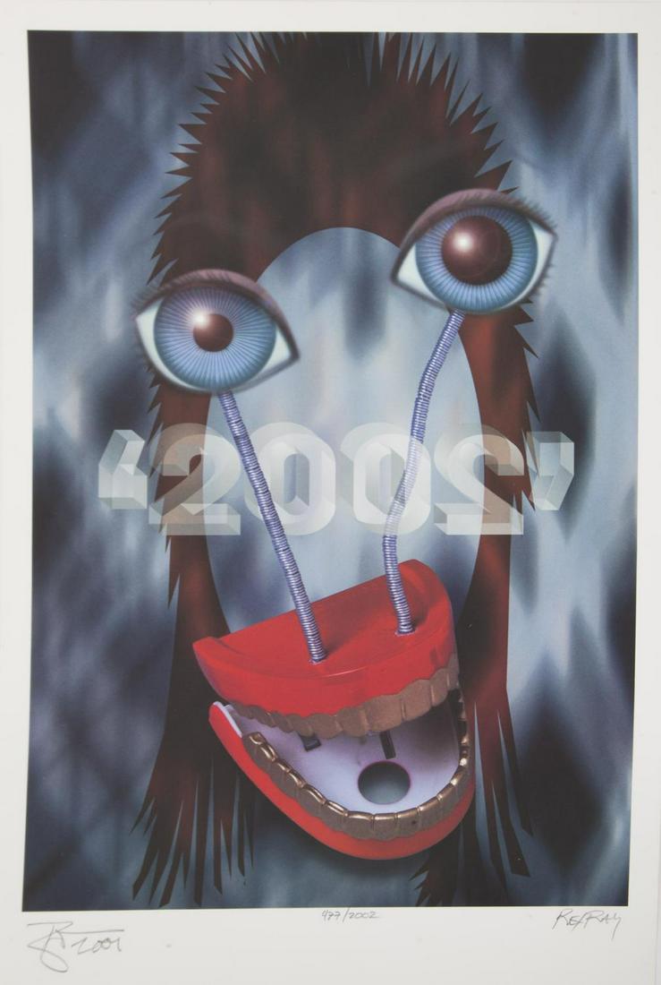 DAVID BOWIE SIGNED LIMITED EDITION LITHOGRAPH: A limited edition lithograph titled “Ziggy 2002” of David Bowie and dated “2001” on the bottom left, signed by artist Rex Ray on the bottom right. Numbered 477/2002. The artwor
