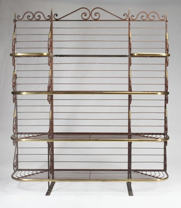 VICTORIAN STYLE BRASS AND IRON SHELVING RACK