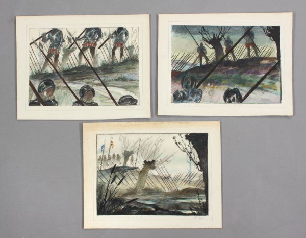 THREE ALBERTO VARGAS WARNER BROS. SET DESIGNS: Watercolor, pencil, marker on illustration board, signed A. Vargas, three sketches believed to be from "The Private Lives of Elizabeth and Essex" (Warner Bros., 1939). The film starred Bette Davis and