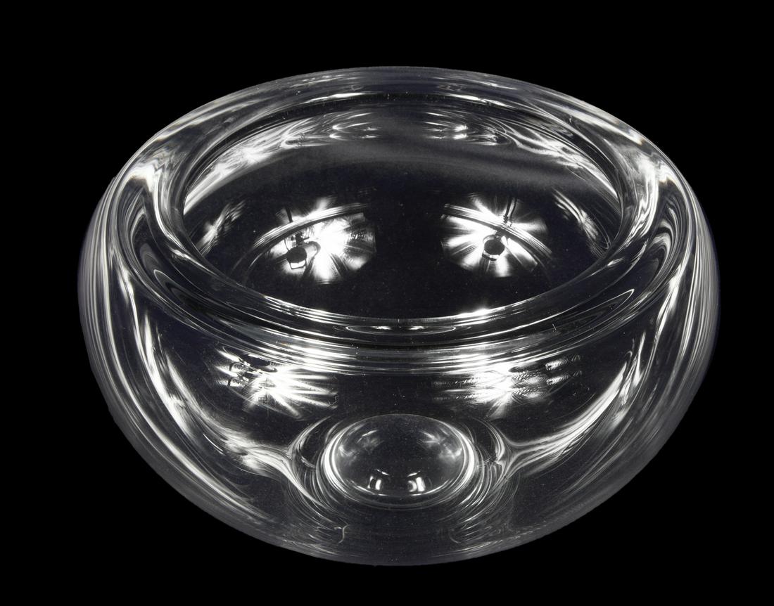HOLMEGAARD PROVENCE BOWL: A large Danish modern colorless glass bowl, originally designed by Per Lutken in 1955. Diameter, 11 1/2 inches PROVENANCE Gumps, San Francisco Fine Art