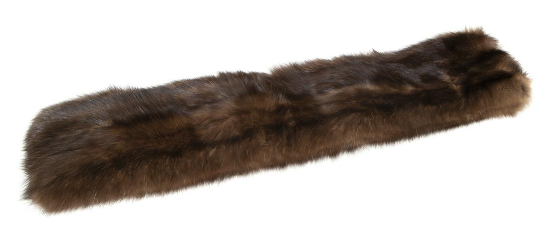 MARC JACOBS RUSSIAN SABLE SCARF: A Marc Jacobs satin lined brown fur scarf. Fine Art