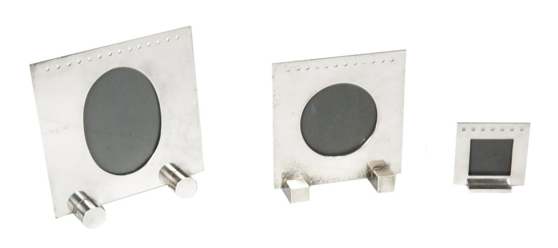 SWID POWELL GRADUATED FRAMES: A group of three graduated silver plated frames designed by Richard Meier for Swid Powell, circa 1987. Largest, 7 by 6 3/4 inches Fine Art