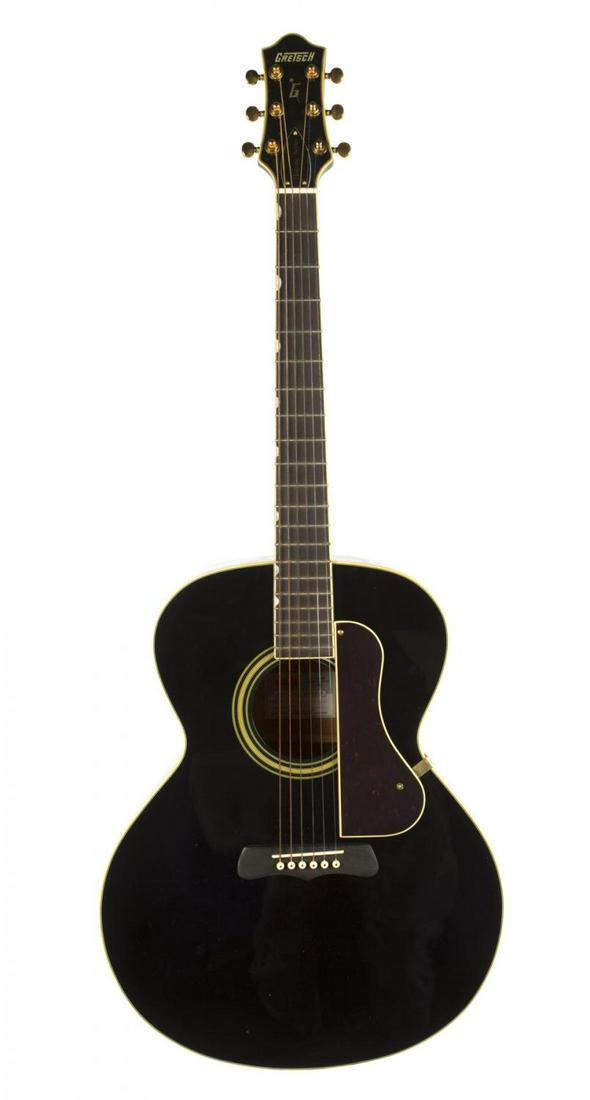 GRETSCH HISTORIC SERIES G3101 ACOUSTIC GUITAR: A Gretsch Historic Series G3101 acoustic guitar, black finish, serial number GP99091686, Neo Classic inlays and no case. Rock 'N' Roll