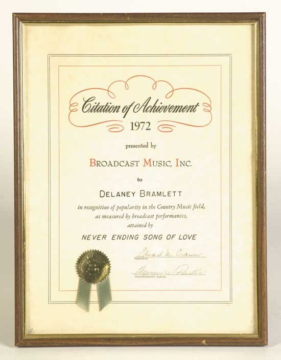 Delaney Bramlett 1971 Achievement Award