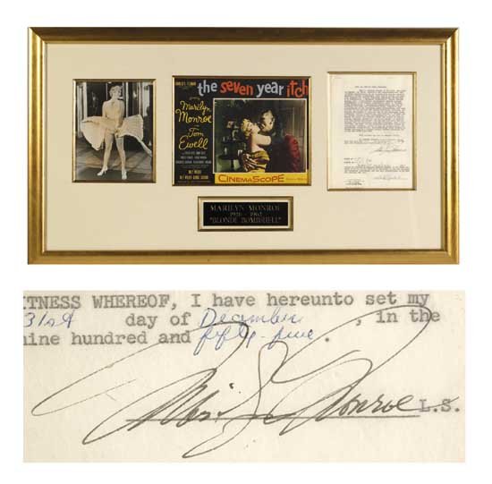 Marilyn Monroe Signed Doc for 7 Year Itch