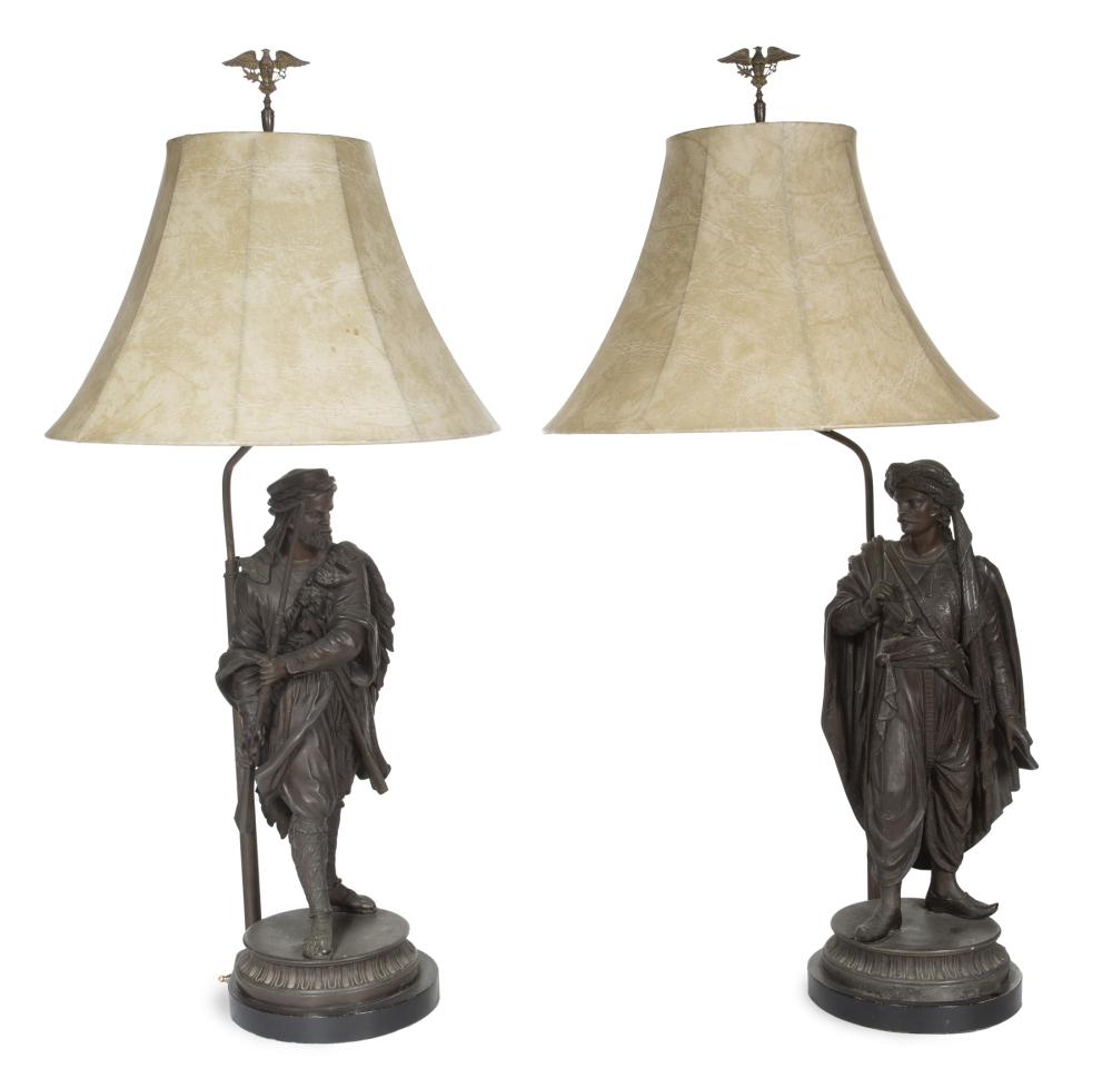 JEAN AND CASEY KASEM PAIR OF BRONZE FIGURAL LAMPS (1 of 1)