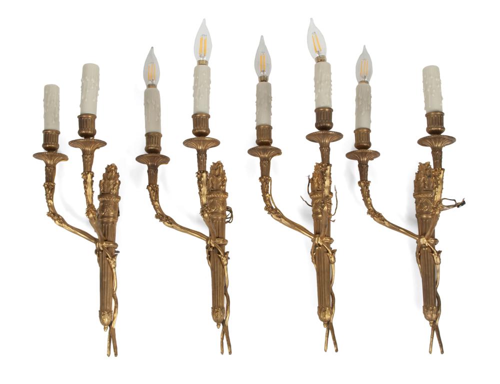 JEAN AND CASEY KASEM SET OF FOUR NEOCLASSICAL TWO-LIGHT SCONCES (1 of 1)