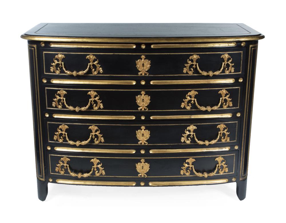 JEAN AND CASEY KASEM PAIR OF EBONIZED AND GILT DRESSERS (1 of 2)