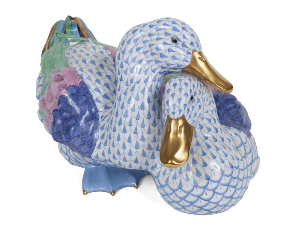 JEAN AND CASEY KASEM LARGE HEREND BLUE FISHNET DUCKS (1 of 1)