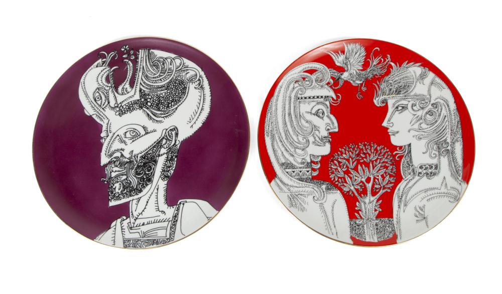 JEAN AND CASEY KASEM ENDRE SZASZ DESIGNED PORCELAIN PLATES (1 of 2)