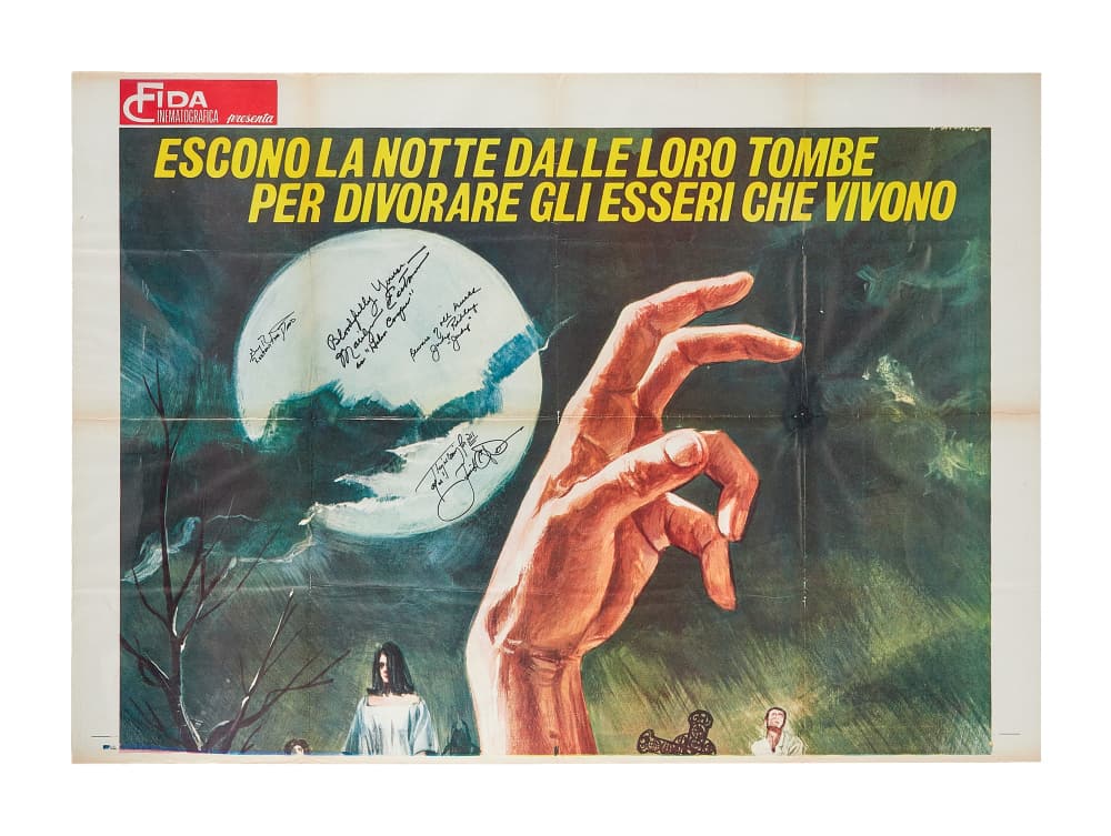 NIGHT OF THE LIVING DEAD | GEORGE ROMERO AND CAST-SIGNED ITALIAN FILM POSTER (1 of 11)