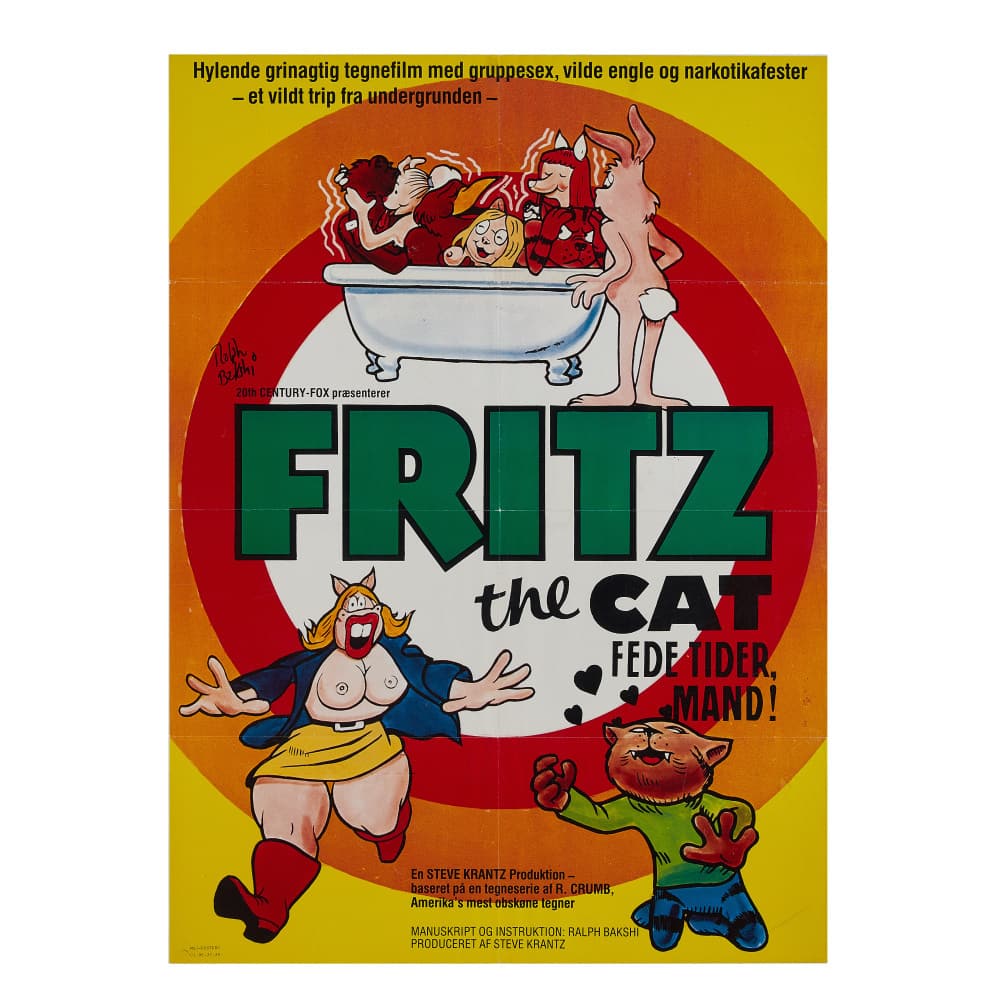 FRITZ THE CAT | RALPH BAKSHI SIGNED DANISH FILM POSTER (1 of 2)
