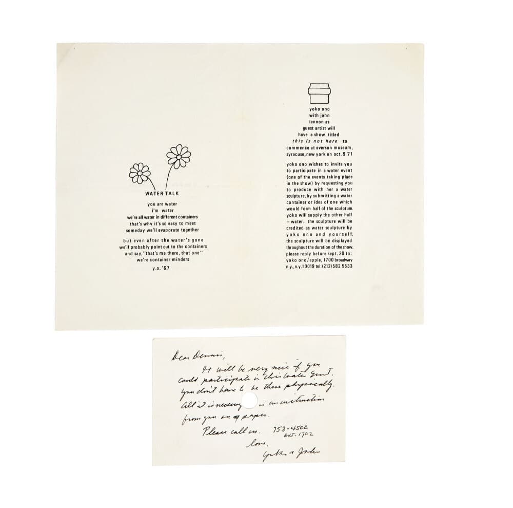 DENNIS HOPPER | 1971 YOKO ONO HANDWRITTEN AND PRINTED ART INVITATIONS (1 of 2)