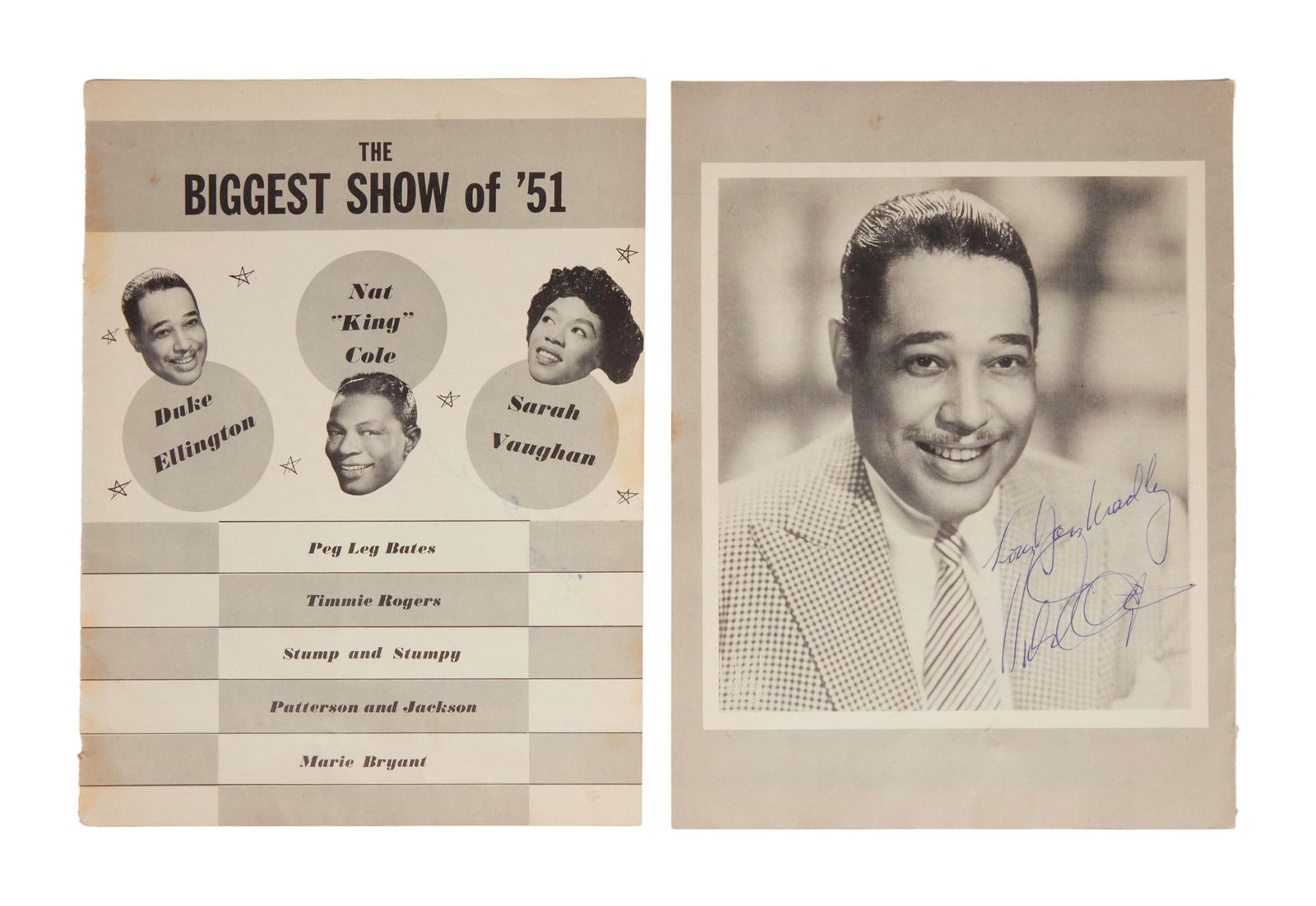 NAT KING COLE & DUKE ELLINGTON | SIGNED BLACK AND WHITE MAGAZINE PAGES (1 of 4)