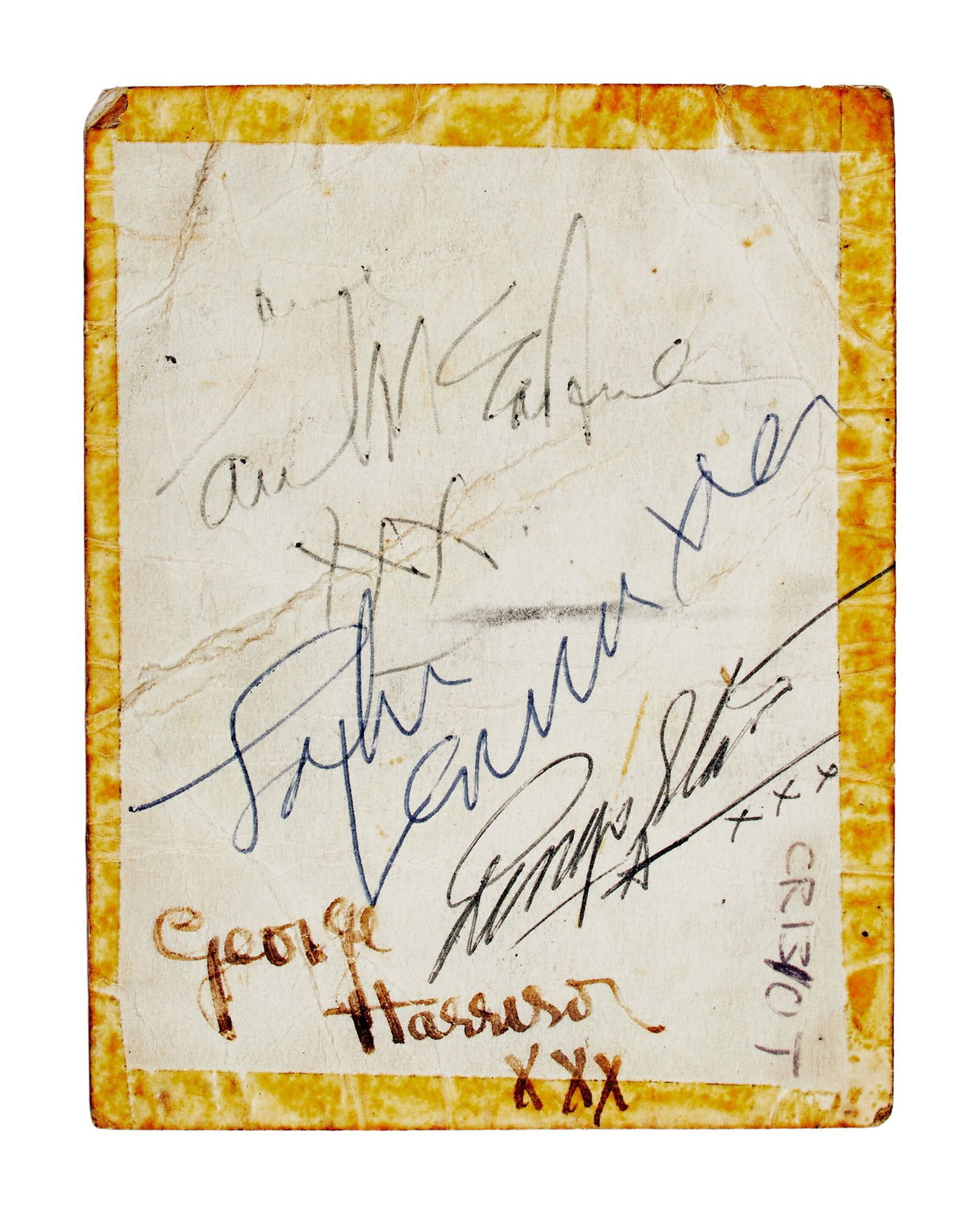 THE BEATLES | BAND-SIGNED 1963 NORWICH PHOTO: A vintage black and white photograph signed by George Harrison, John Lennon, Paul McCartney, and Ringo Starr of The Beatles at the Grosvenor Ballroom in Norwich, England on May 17, 1963. Accompanied b