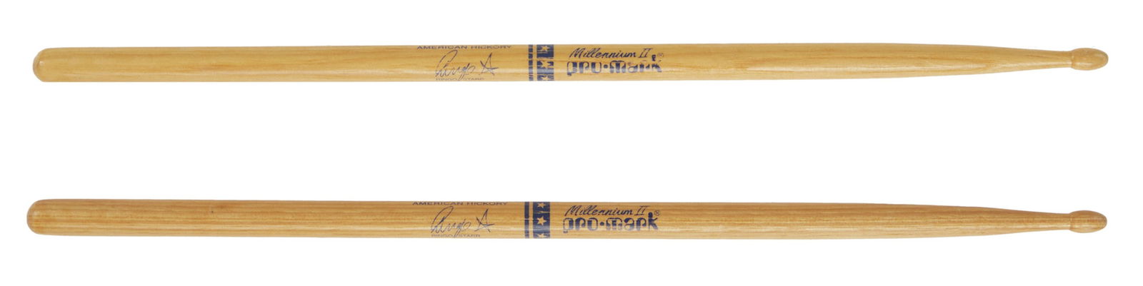 RINGO STARR | SIGNATURE DRUMSTICKS: A pair of American Hickory, Pro Mark, New Generation drumsticks made exclusively for Ringo Starr. The drumsticks feature a printed facsimile Ringo signature. They have not been used and are not commer