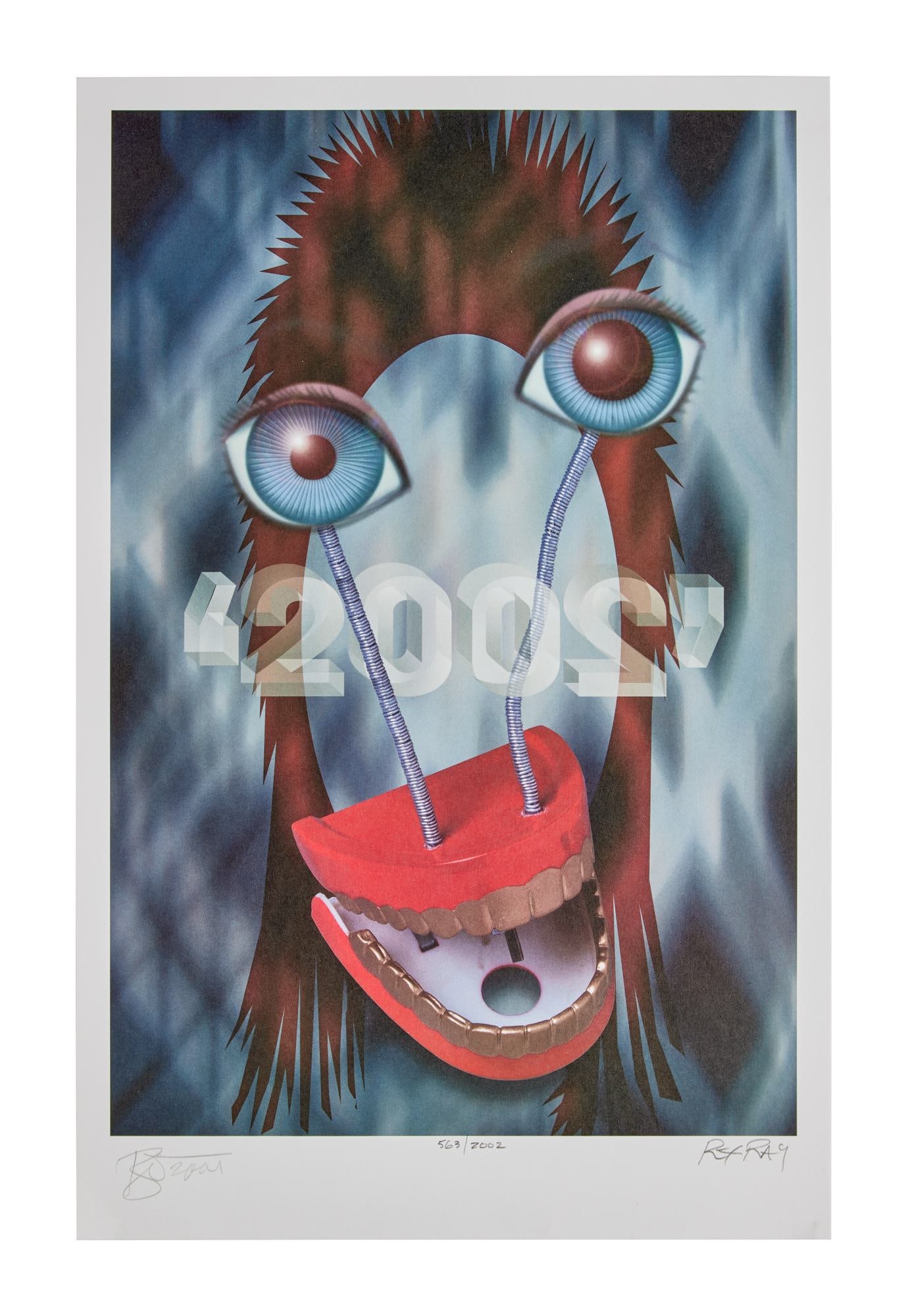 DAVID BOWIE | SIGNED "ZIGGY 2002" LIMITED-EDITION PRINT: A limited-edition "Ziggy 2002" print, signed by David Bowie and artist Rex Ray, and numbered, 563/2002. The print was commissioned in 2001 by Bowie for the 30th anniversary of his record alb
