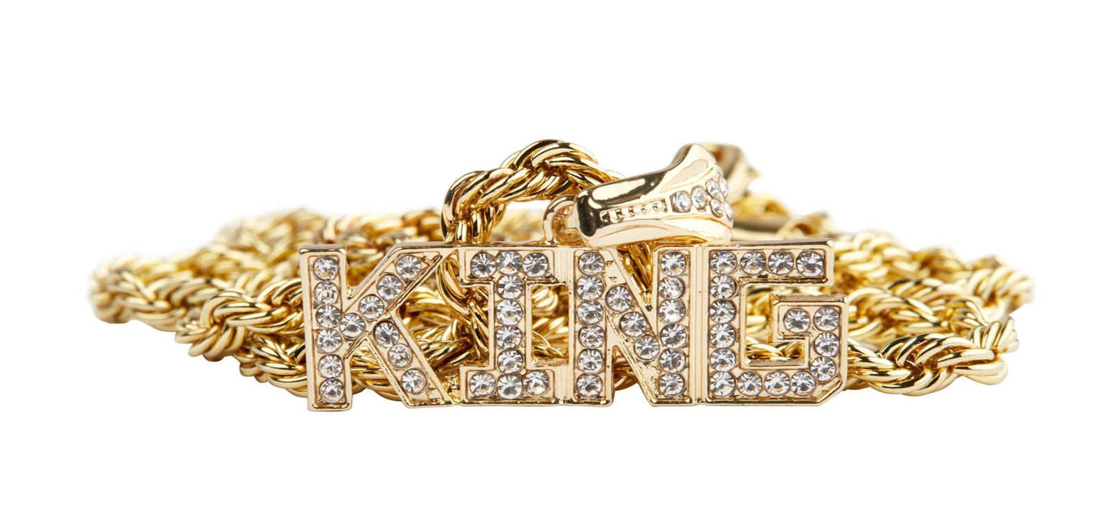 DEE DEE KING | GOLD-TONE AND SIMULATED DIAMOND "KING" NECKLACE (1 of 4)