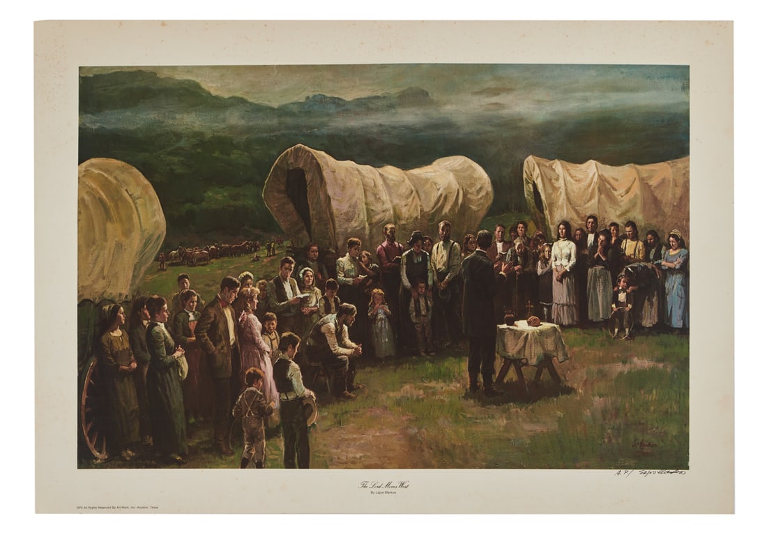 ZZ TOP | DUSTY HILL WESTERN THEMED LAJOS MARKOS PRINTS: Two limited edition, Lajos Markos prints with artist's blind stamp lower right, both marked "A.P." for artist proof, signed by the artist in black ink lower right. The first, titled &quo