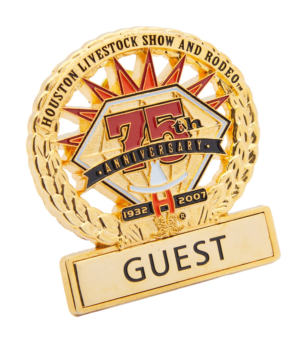 ZZ TOP | DUSTY HILL HOUSTON RODEO GUEST BADGE: A guest badge numbered 3244 from the 2007 Houston Livestock Show and Rodeo that celebrated the 75th anniversary of the event. PROVENANCE From The Estate of Dusty Hill