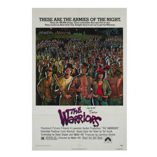 The Warriors | Michael Beck Signed Film Poster: A U.S. one sheet film poster for The Warriors (Paramount Pictures, 1979) signed and inscribed, "Make your move," by Michael Beck (Swan). Dimensions: 41 x 27 inches; 10.25 x 13.5 inches