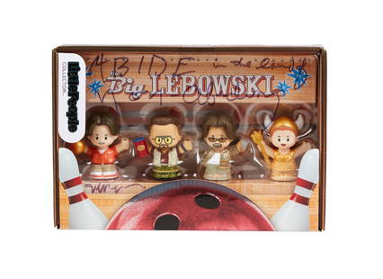 The Big Lebowski | Jeff Bridges "Jeffrey 'The Dude' Lebowski" Signed and Inscribed Collectible: An original Fisher-Price Little People collector's set of The Big Lebowski (Gramercy Pictures, 1998), signed and inscribed by Jeff Bridges. The collectible set features The Dude, Maude