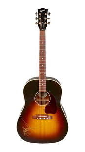 Dwight Yoakam | Signed Gibson J-45 Standard Guitar: A 2022 Gibson J-45 Standard acoustic guitar, serial number 21092052, in Vintage Sunburst finish, in original hard case. The J-45 has been a workhorse acoustic for countless musicians over the last