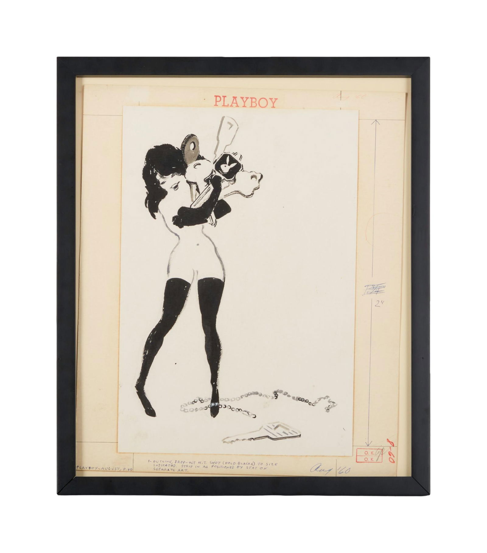 Playboy | LeRoy Neiman Standing Femlin with Playboy Club Keys Drawing (1 of 2)