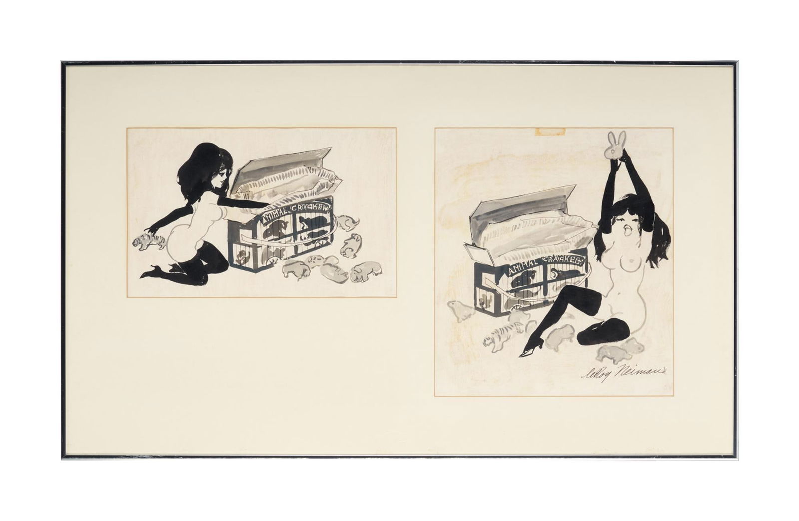 Playboy | LeRoy Neiman Two Femlin Animal Crackers Drawings (1 of 2)