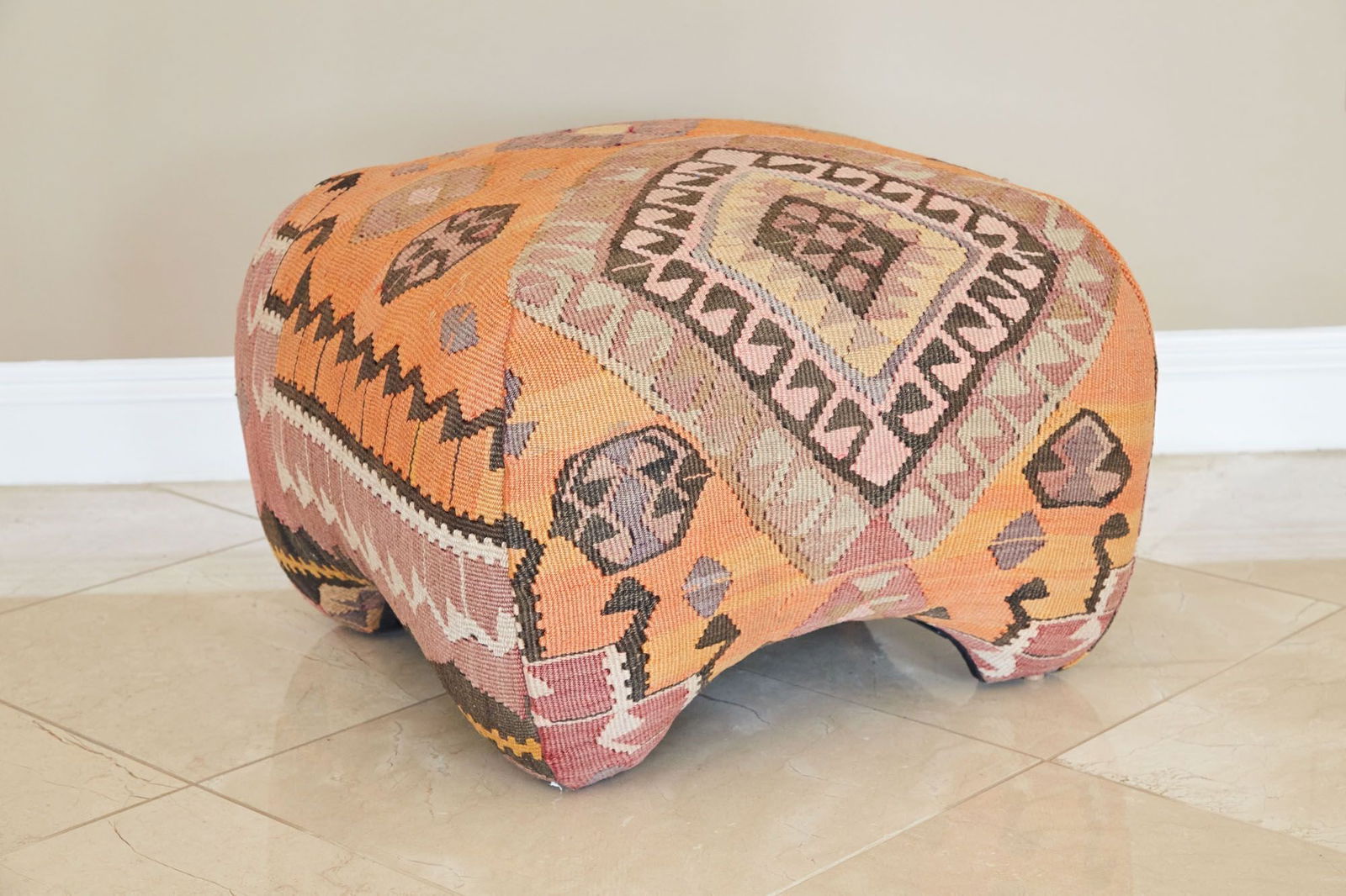 Raquel Welch | Kilim-Upholstered Square Ottoman (1 of 3)