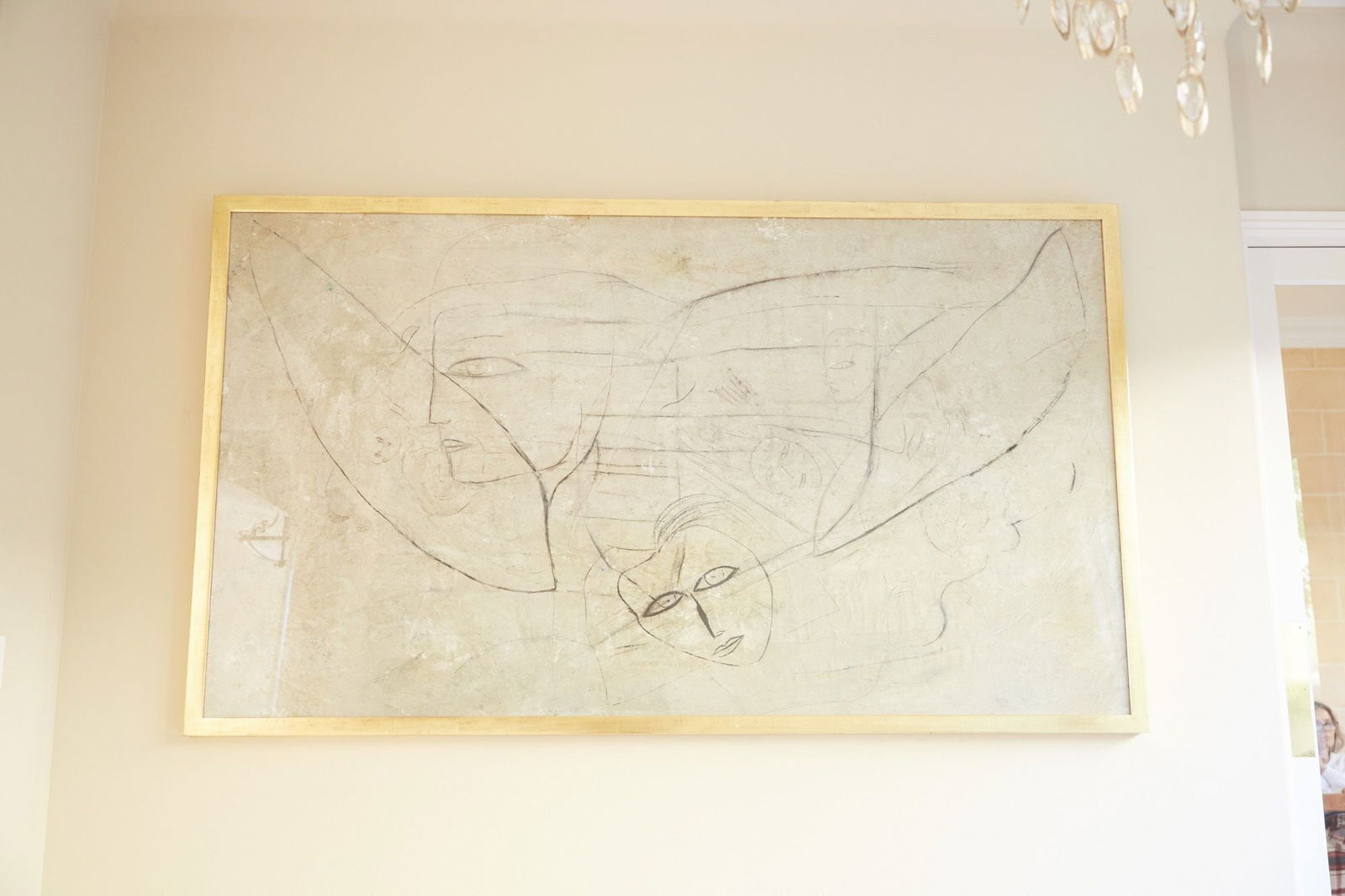 Raquel Welch | Jamali Large Horizontal Abstract: A large horizontal abstract by Jamali Faiz Aqdas Hussain Khanjamali Yousafza (India/United States, b.1944); glazed and framed in a giltwood frame. Framed, 57.75 x 99.25 inches PROVENANCE From The Esta