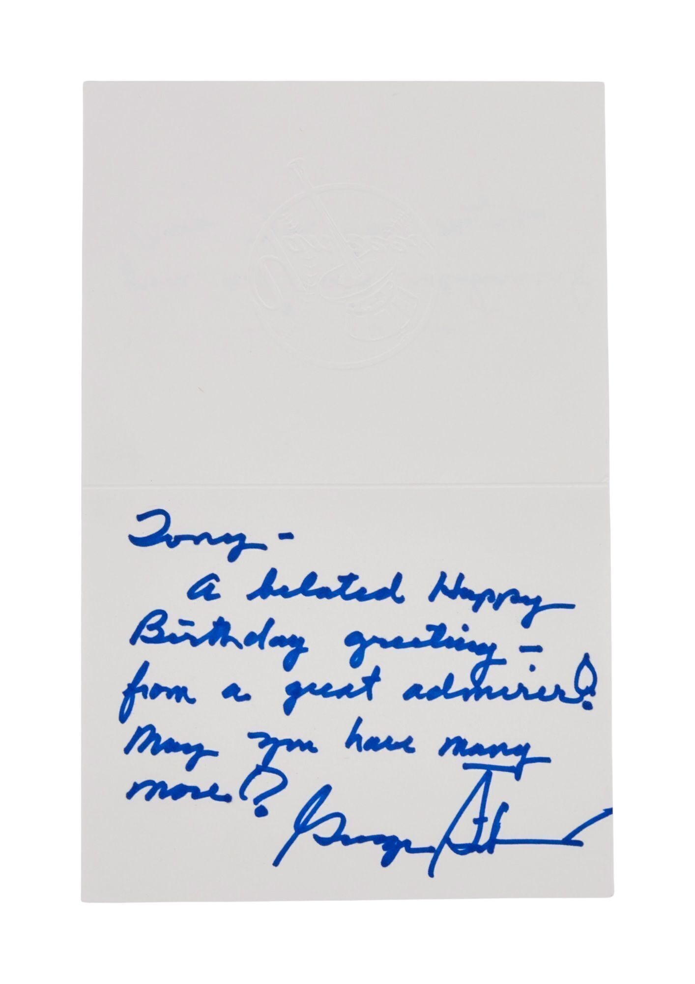 Tony Bennett | George Steinbrenner Handwritten Note (1 of 2)