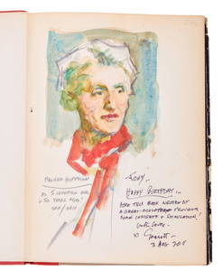 Tony Bennett | Everett Raymond Kinstler Painted And Inscribed Malvina Hoffman Book: Everett Raymond Kinstler (1926 - 2019) copy of Malvina Hoffman "Sculpture Inside and Out," New York: Bonanza Books, (1939) with original watercolor portrait of Hoffman on front flyleaf titled and sign