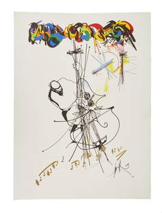 Tony Bennett | Raymond Moretti Jazz Contrebassistes Lithograph: Raymond Moretti (French, 1931-2005) color lithograph on Arche paper, from the Jazz series 1983, of a bass player, signed and identified as a hors commerce piece, "HC" in pencil lower right. More