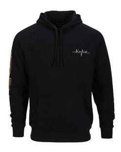 Kylie Minogue, OBE | Black "Tension" Hoodie Sweatshirt: A classic style from the signer's London pop-up store; made of a cotton-blend, featuring images from the singer's 2023 album "Tension" on the front, back, and sleeve; size L. PROVENANCE Donated by Kyl