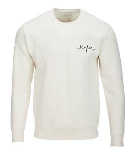 Kylie Minogue, OBE | White "Padam Padam" Crewneck Sweatshirt: A classic design from the signer's London pop-up store; made of a cotton blend, featuring imagery on the back [red boots] related to the singer's song, "Padam Padam," from her 2023 "Tension" album;