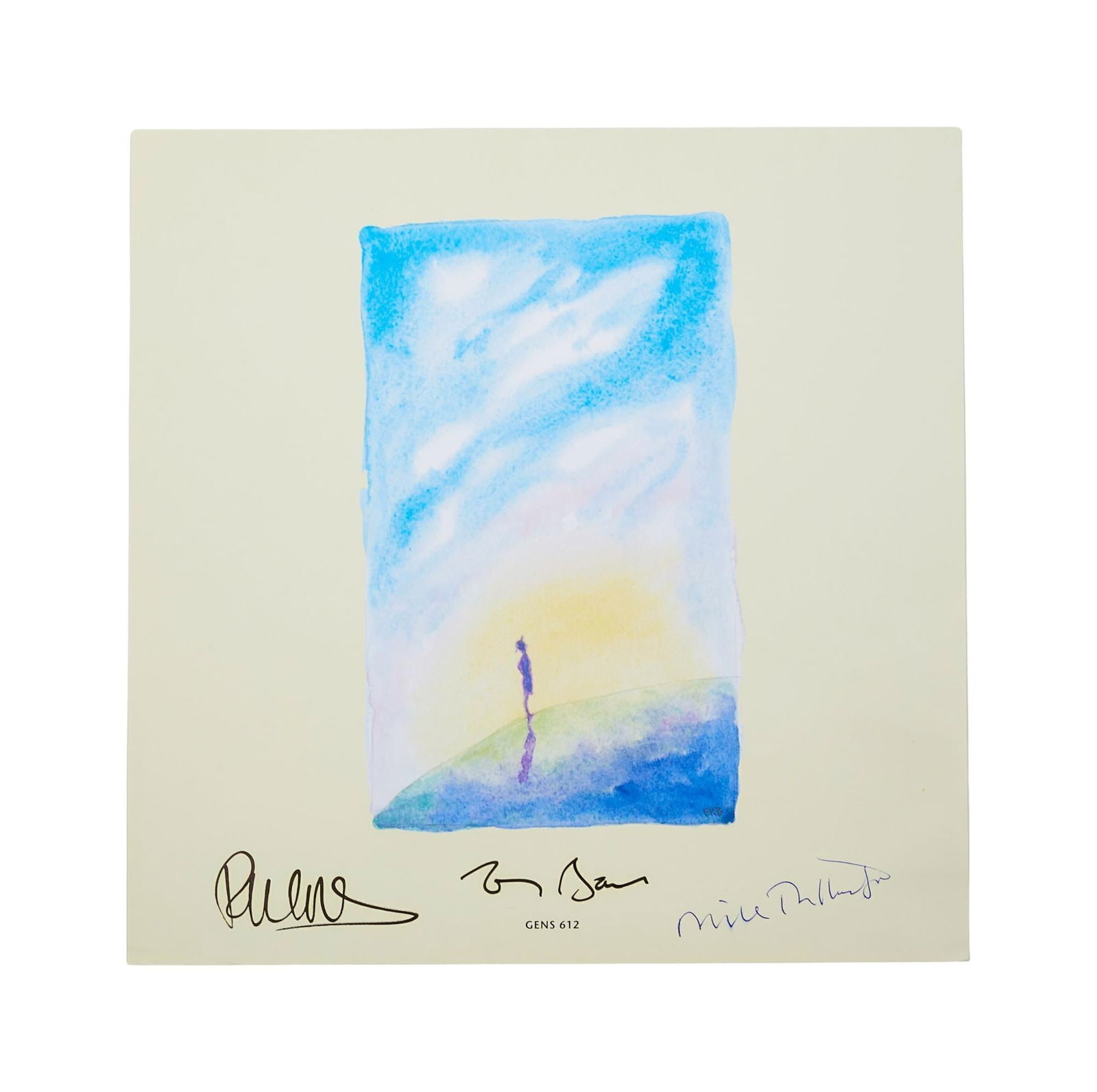 Genesis | Band-Signed "No Son Of Mine" Limited-Edition Print: A limited-edition print that was included with some copies of the Genesis 12-inch record single, "No Son Of Mine," signed to the lower margin by Phil Collins, Tony Banks, and Mike Rutherford. 11 x 11