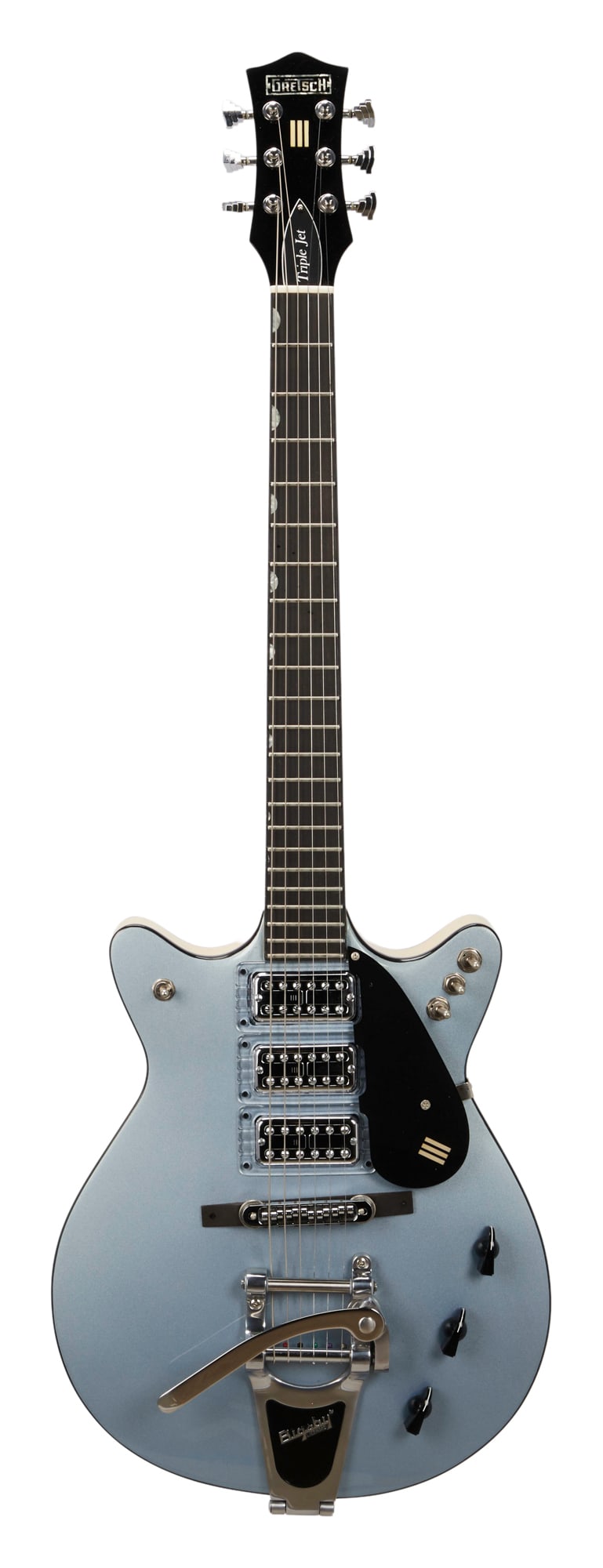 The White Stripes | Jack White Stage-Played Gretsch (Parsons) Triple Jet Electric Guitar with: 2012 Gretsch, Parsons-built, Triple-Jet guitar serial number 001, in Randy Blue finish. The guitar was designed by Jack White and built by Randy Parsons, with three Filtertron pickups. Includes origin