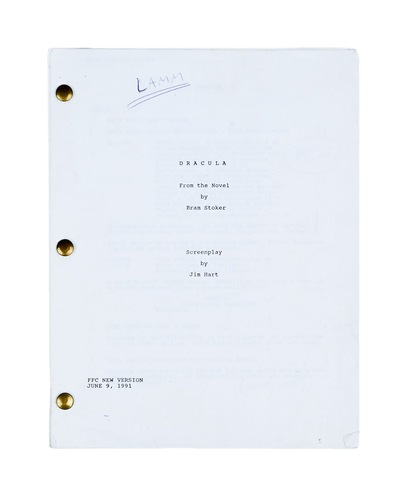 Bram Stoker's Dracula | Sound Effects Production Script (1 of 3)