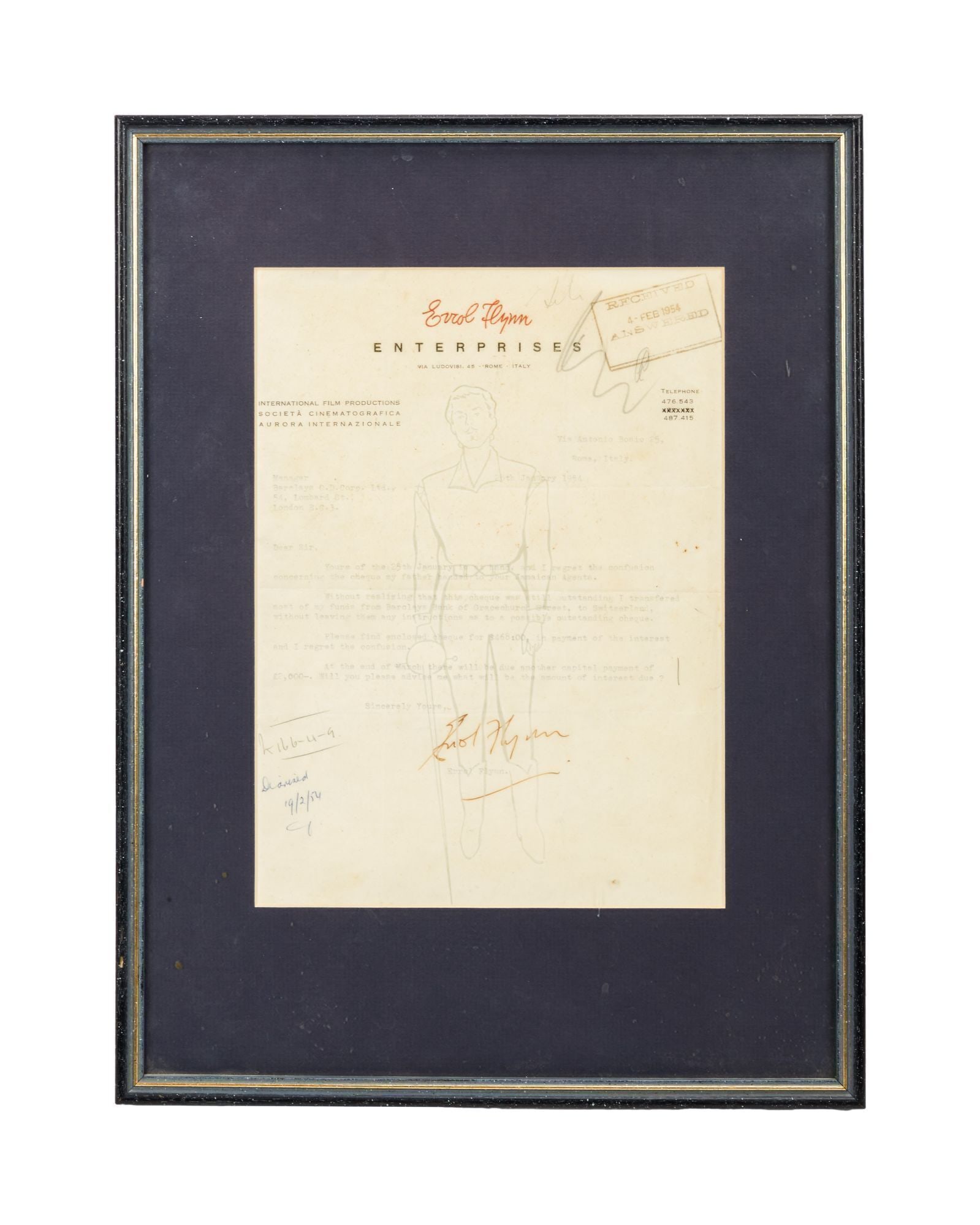 Errol Flynn | Signed Bank Letter (1 of 2)
