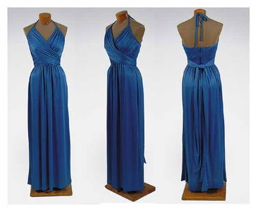 Gay Blackstone's Blue Wraparound Dress: Blackstone Magic was performed at the Westbury and Valley Forge theaters in the round in 1986, for which the female wardrobe was designed by Joy Stevens and built by Joy Stevens Productions. Gay Black
