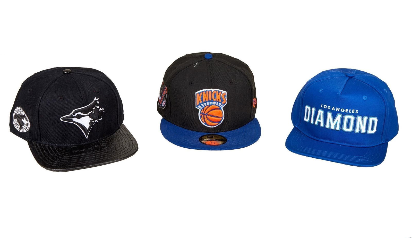 Rick Ross | New York Knicks Fitted Hat, Toronto Blue Jays Buckleback Hat, Diamond Supply Snapback (1 of 2)