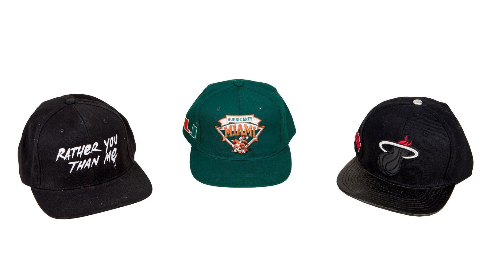 Rick Ross | Custom "Rather You Than Me" Snapback Hat, Miami Heat Buckleback Hat, and Miami (1 of 2)