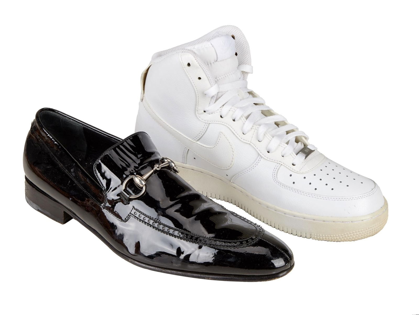 Rick Ross | Nike Air Force 1 High "White" Sneakers and Gucci Patent Leather "Horsebit" Loafers (1 of 11)