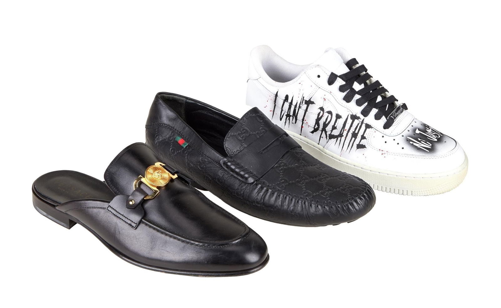 Rick Ross | Nike Air Force 1 Low '07 "Custom Black Lives Matter" Sneakers and Gucci, Versace Loafers (1 of 16)