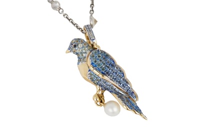 Christine McVie | Annoushka 18k Gold, Blue Topaz, and Sapphire "Songbird" Locket Pendant Necklace