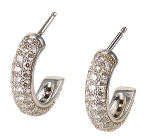 Christine McVie | Cartier 18k White Gold and Diamond Ear Hoops