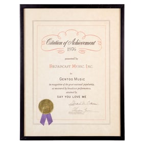 Christine McVie | BMI Citation Of Achievement For "Say You Love Me"