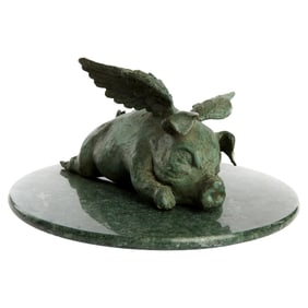 Christine McVie | Marble Lazy Susan and Bronze Pig with Wings
